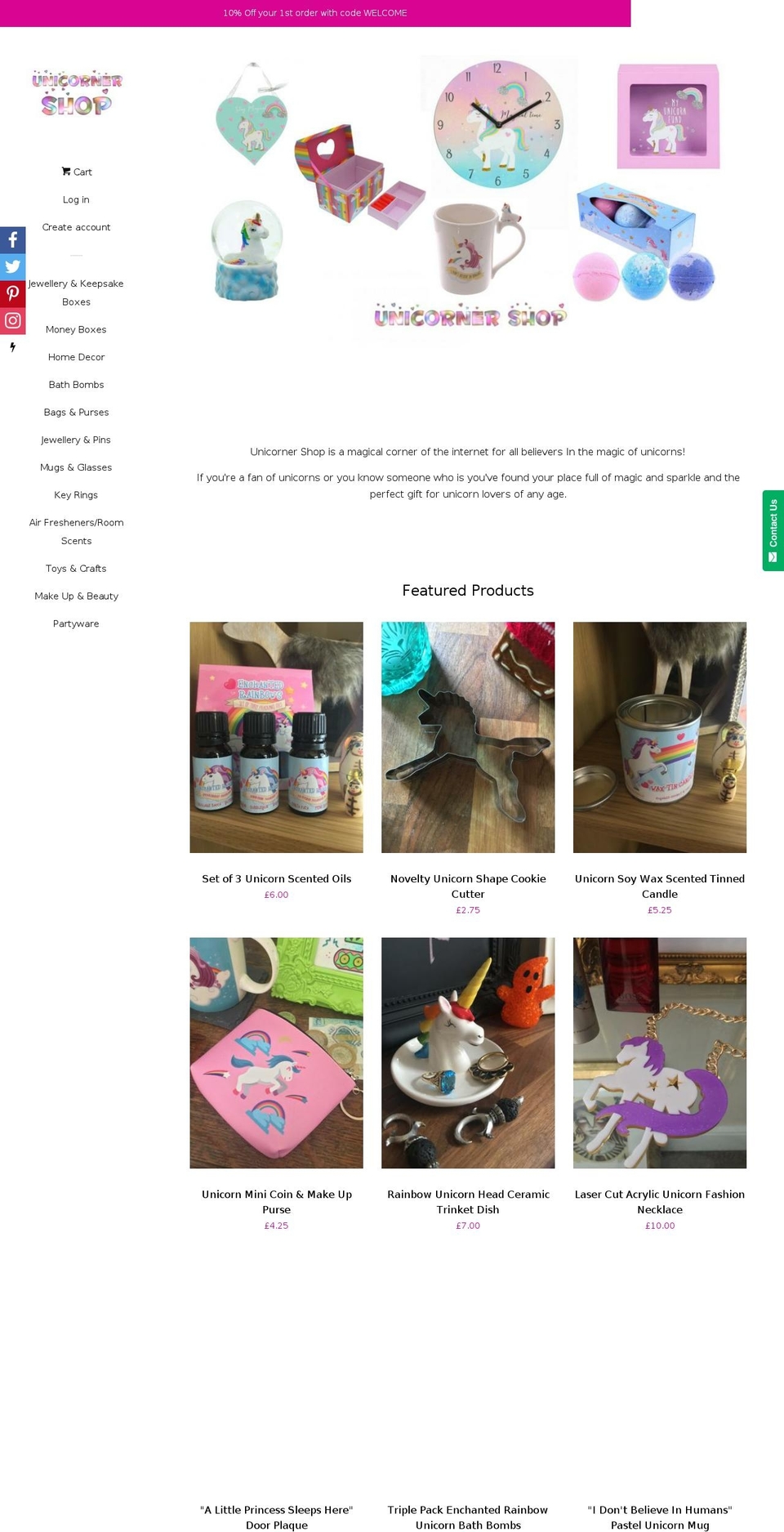 unicornershop.com — Shopify storefront screenshot