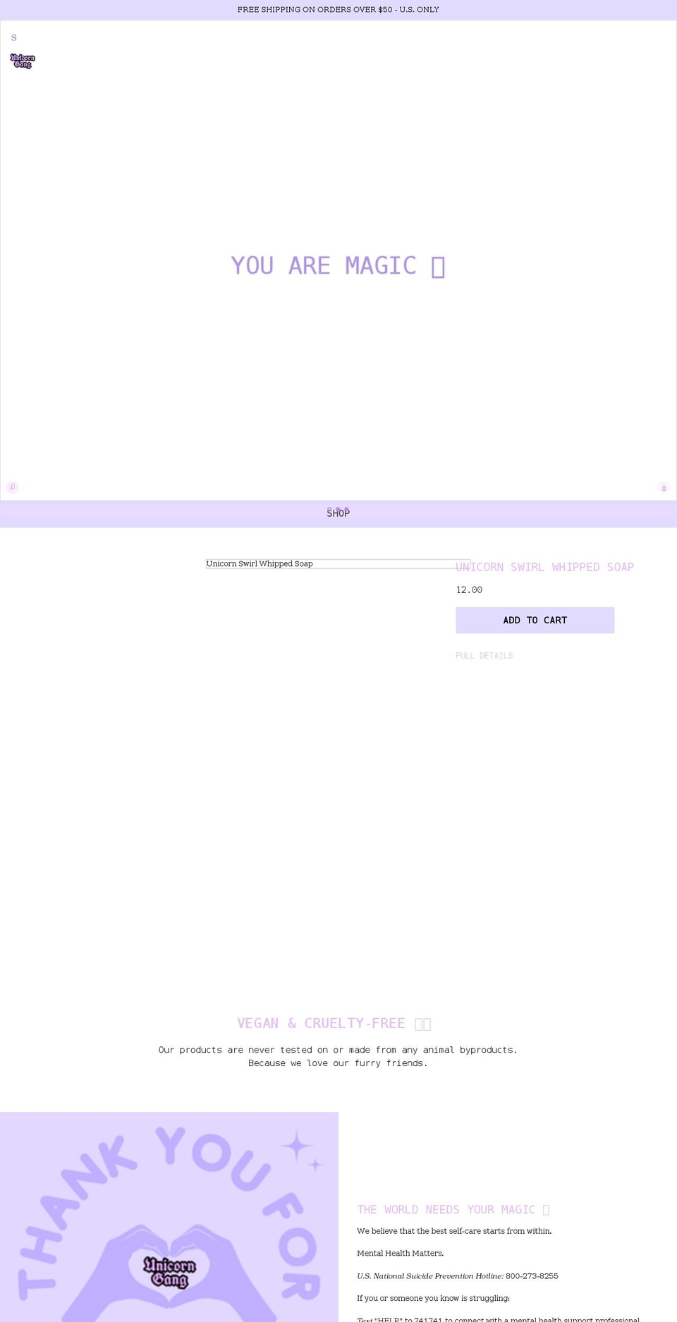 unicorngang.com shopify website screenshot
