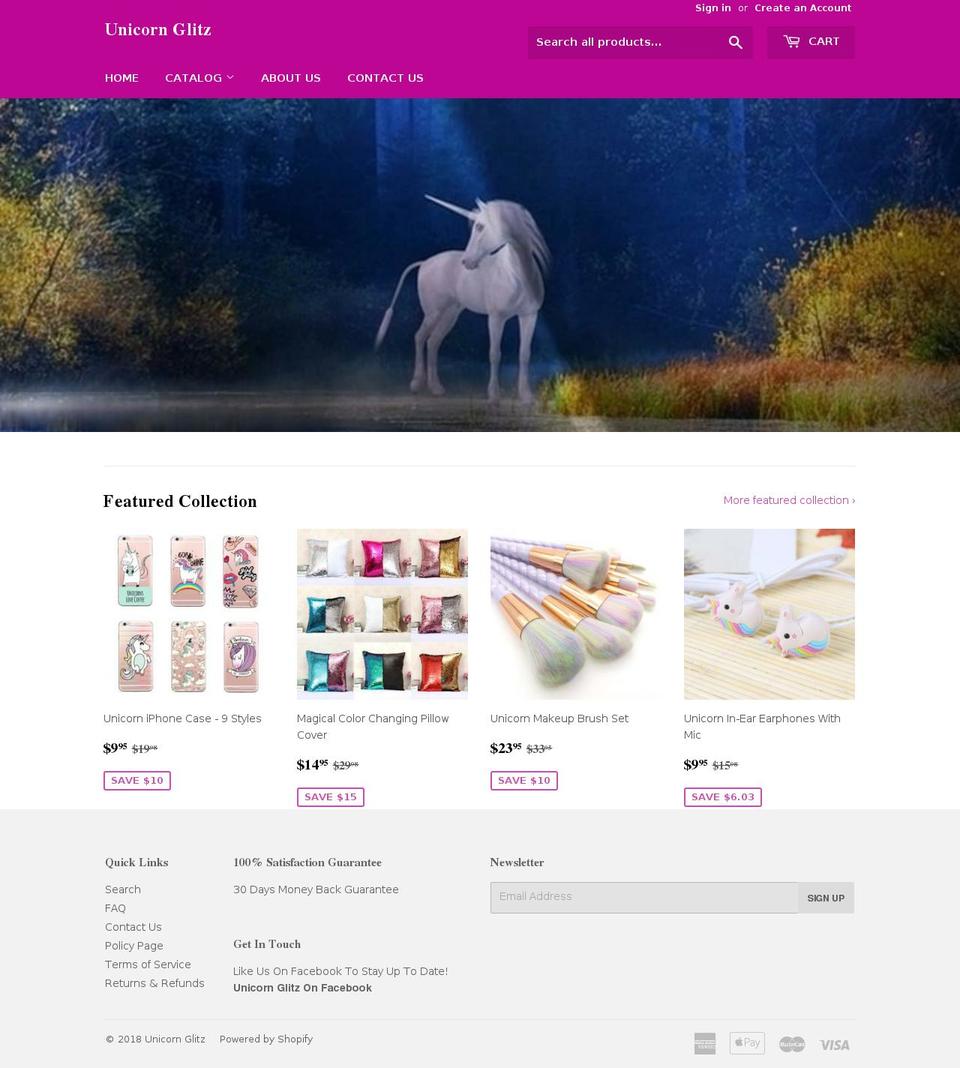 unicornglitz.com — Shopify storefront screenshot