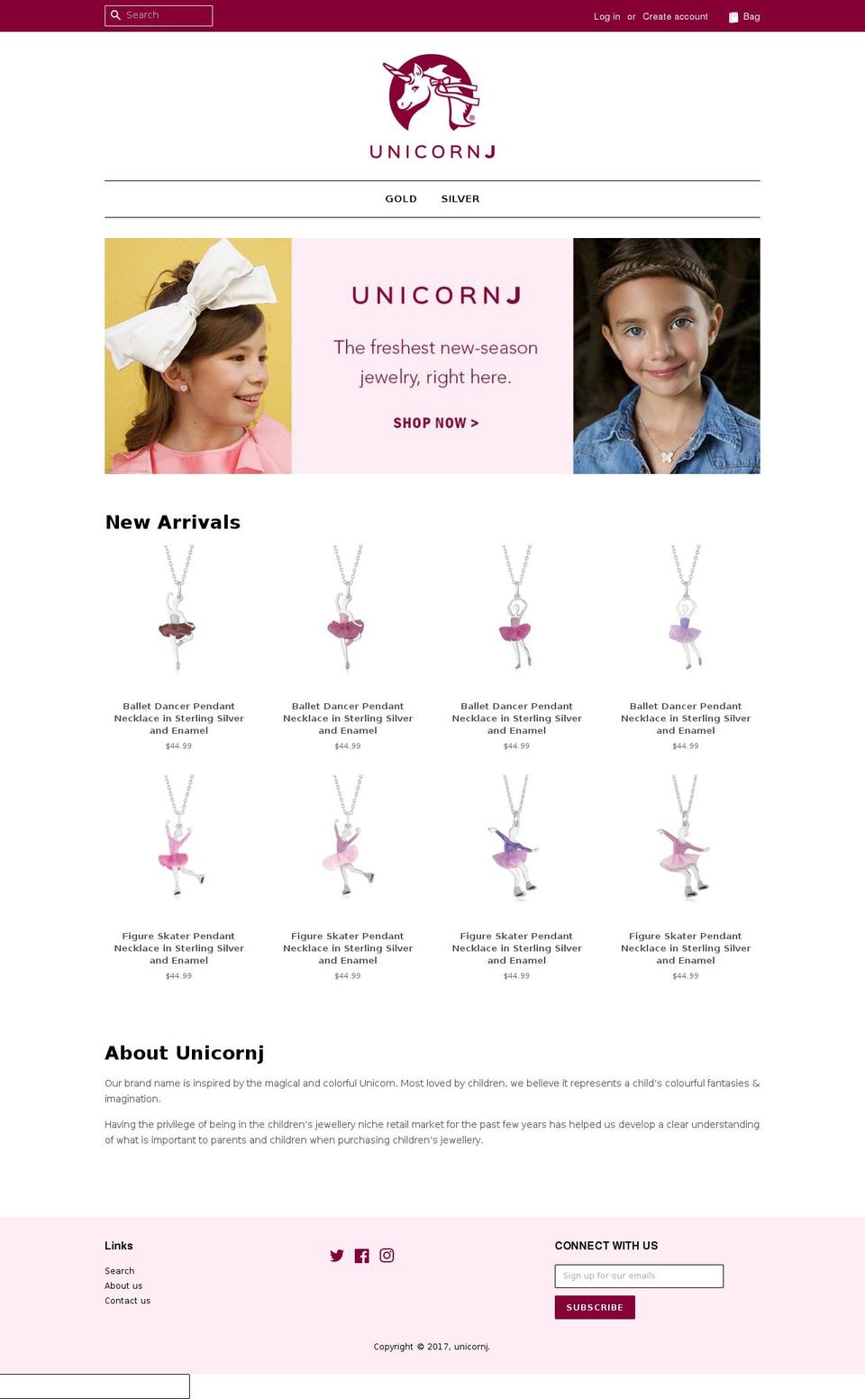 unicornj.com shopify website screenshot