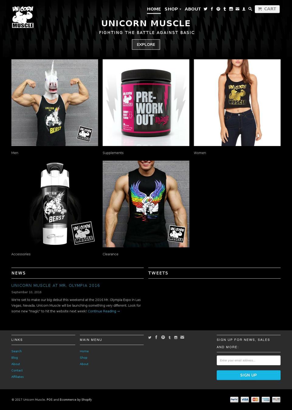unicornmuscle.com shopify website screenshot