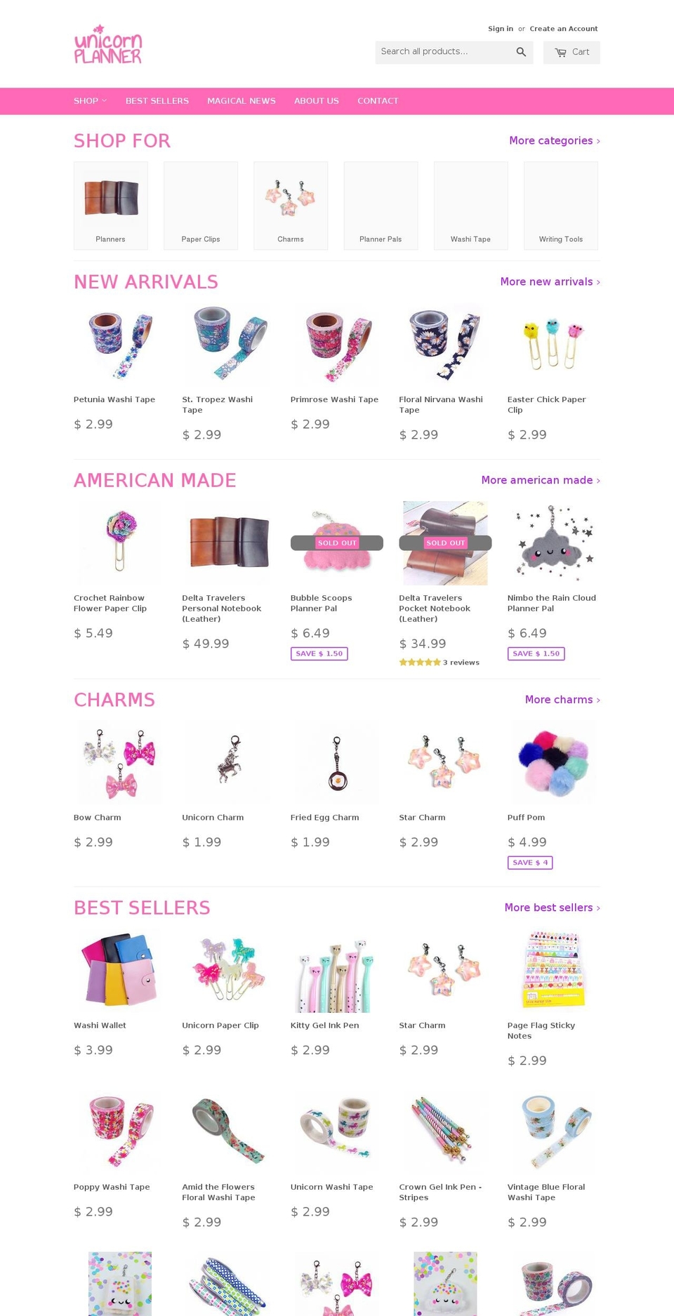 unicornplanner.com shopify website screenshot