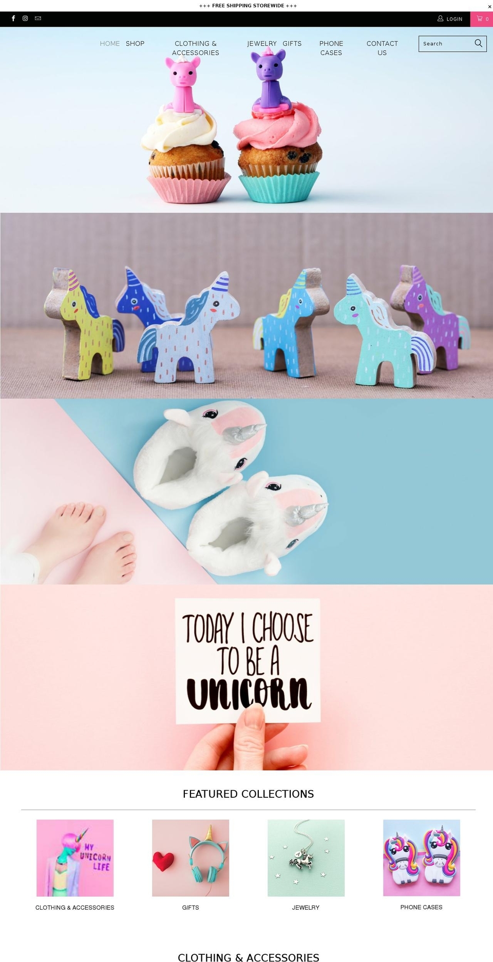 unicornsloverainbows.com — Shopify storefront screenshot
