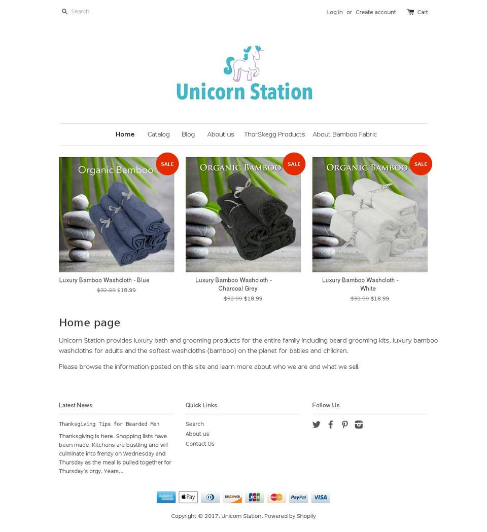 unicornstation.net shopify website screenshot