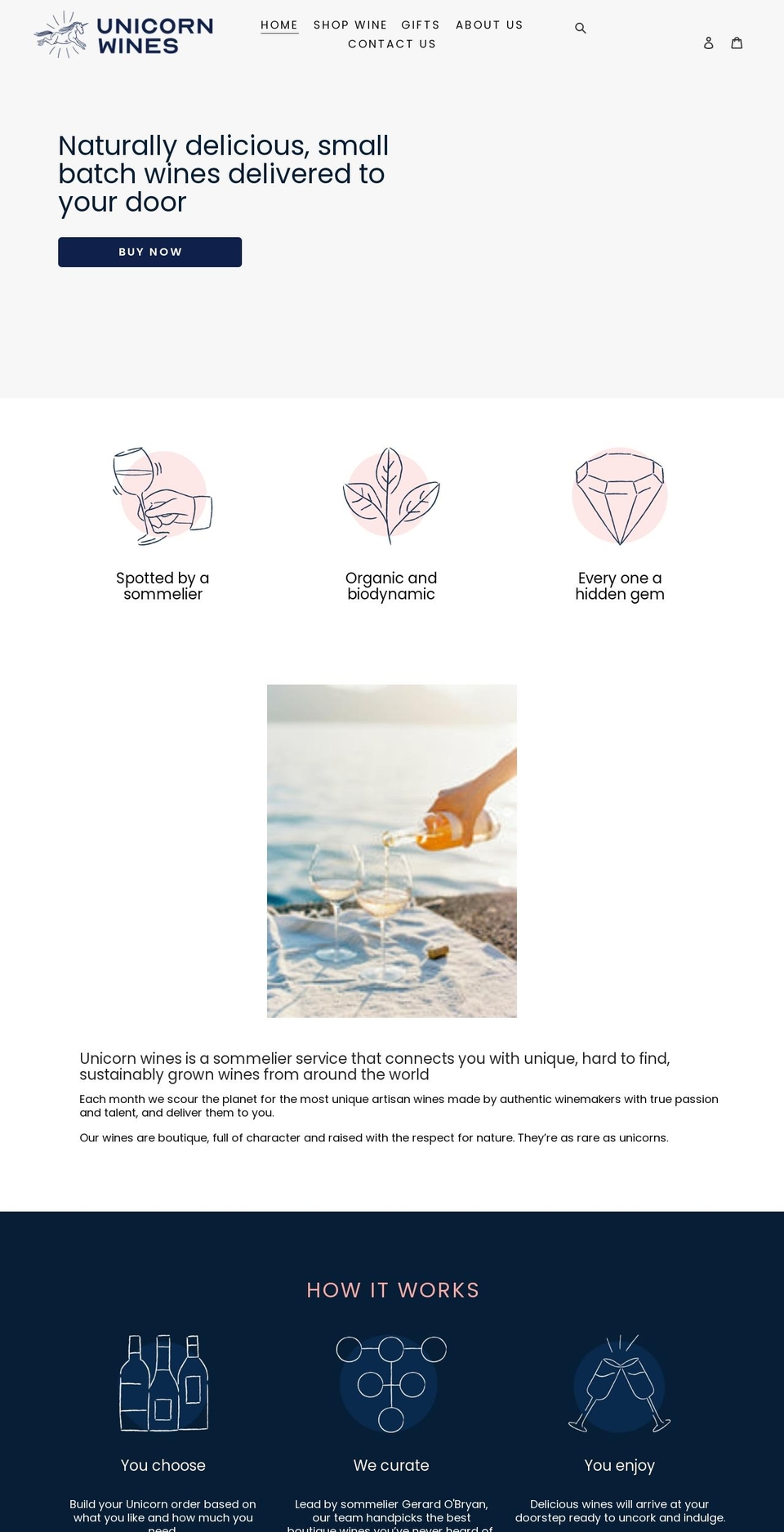 unicornwines.com.au shopify website screenshot