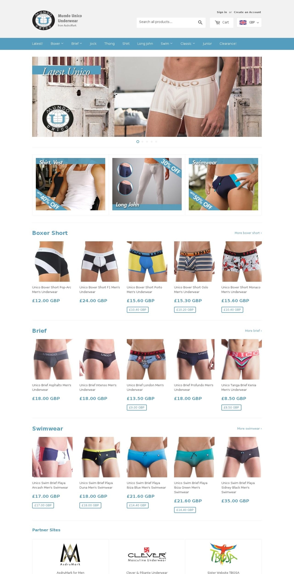 unicounderwearuk.com shopify website screenshot