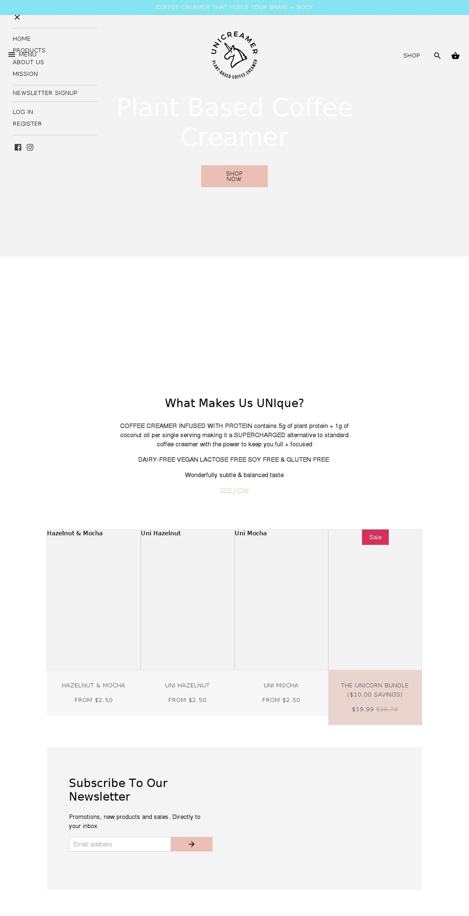 unicreamer.com shopify website screenshot