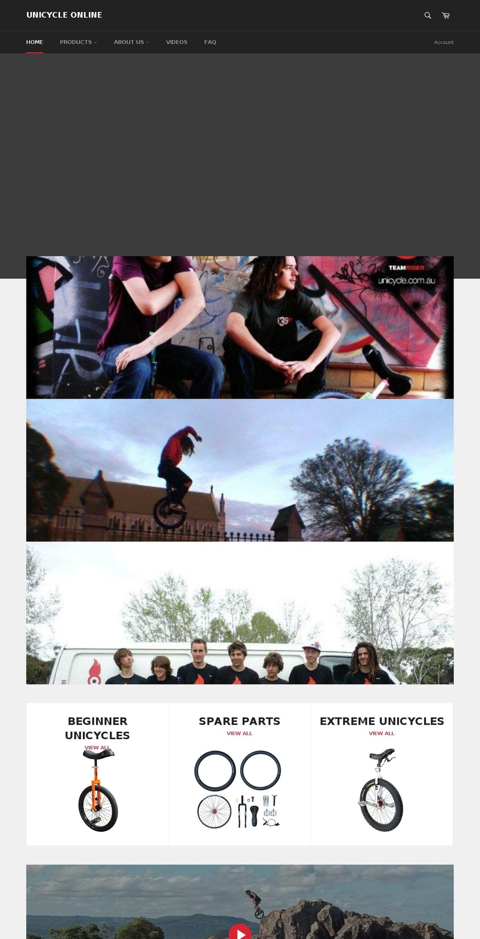 unicycles.com.au shopify website screenshot