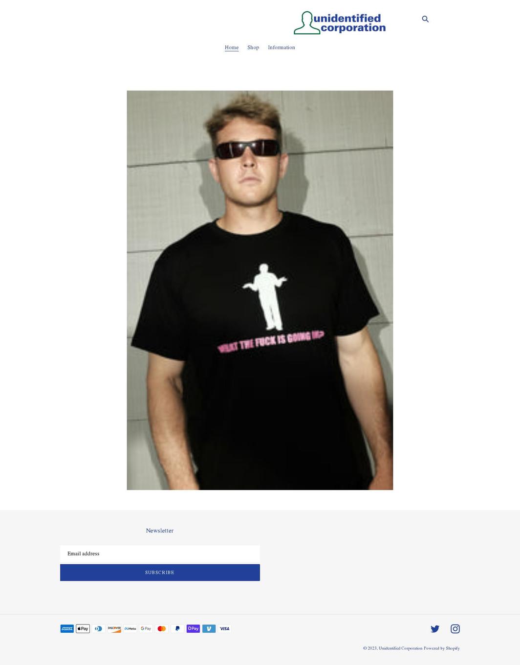 unidentifiedcorp.com shopify website screenshot
