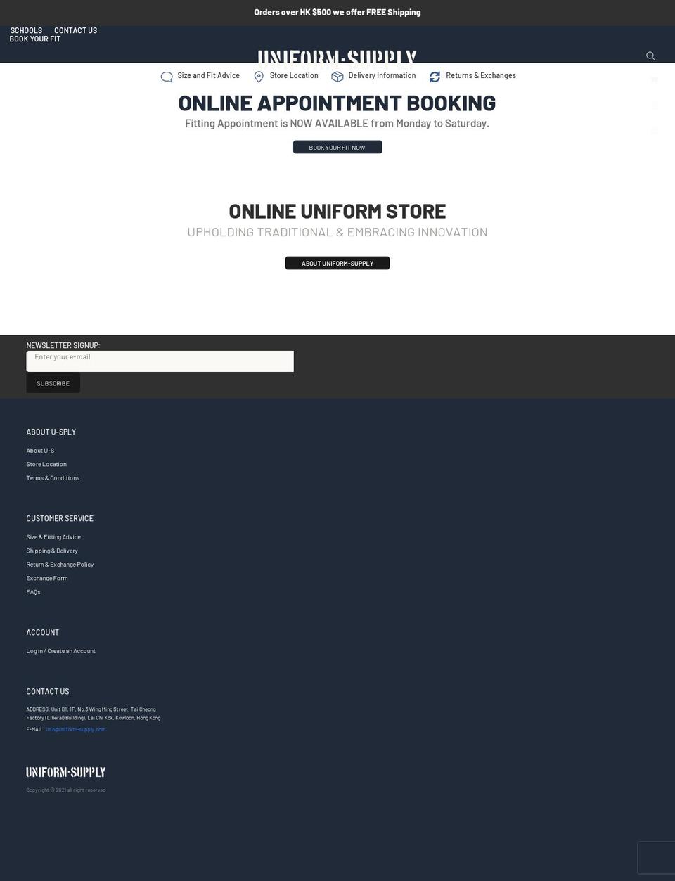 uniform-supply.com shopify website screenshot