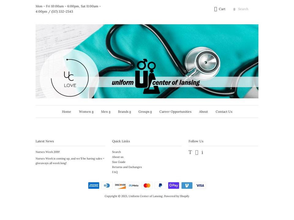 uniformcenter-lansing.com shopify website screenshot