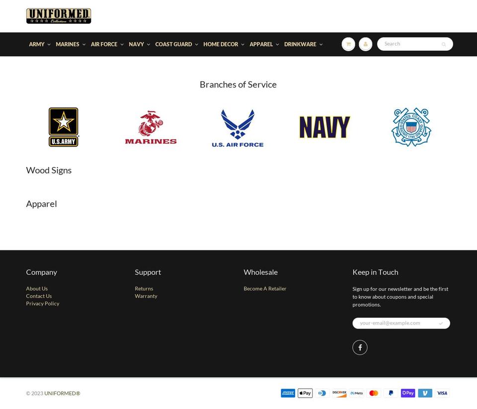 uniformed.com shopify website screenshot