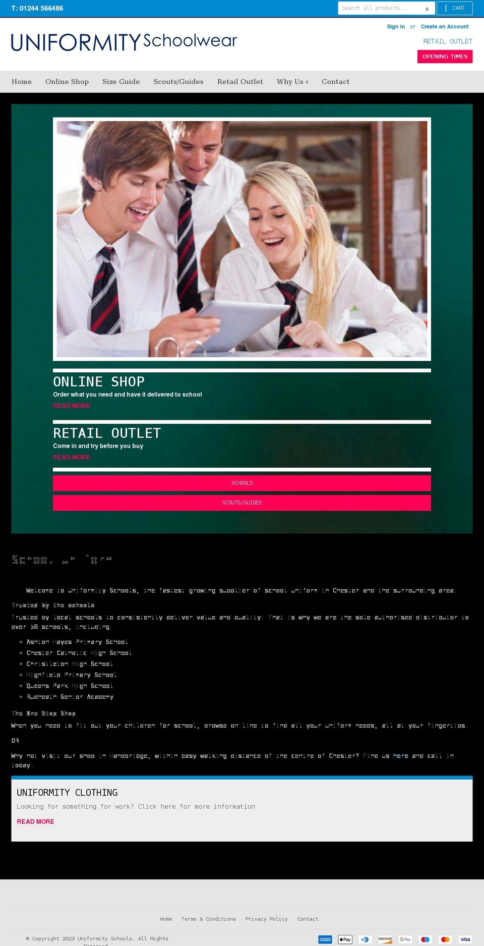 uniformityschools.com shopify website screenshot