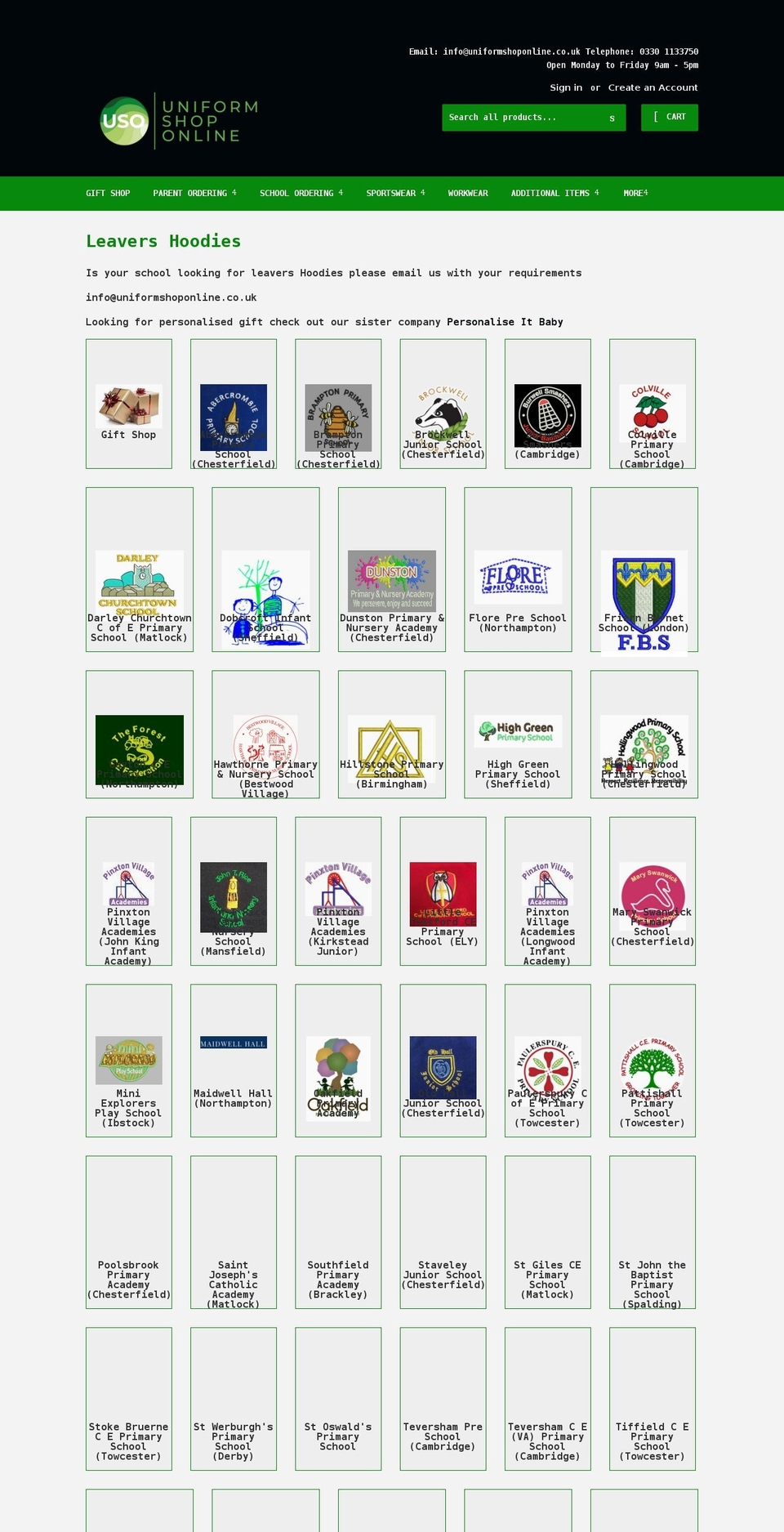 uniformshoponline.co.uk shopify website screenshot