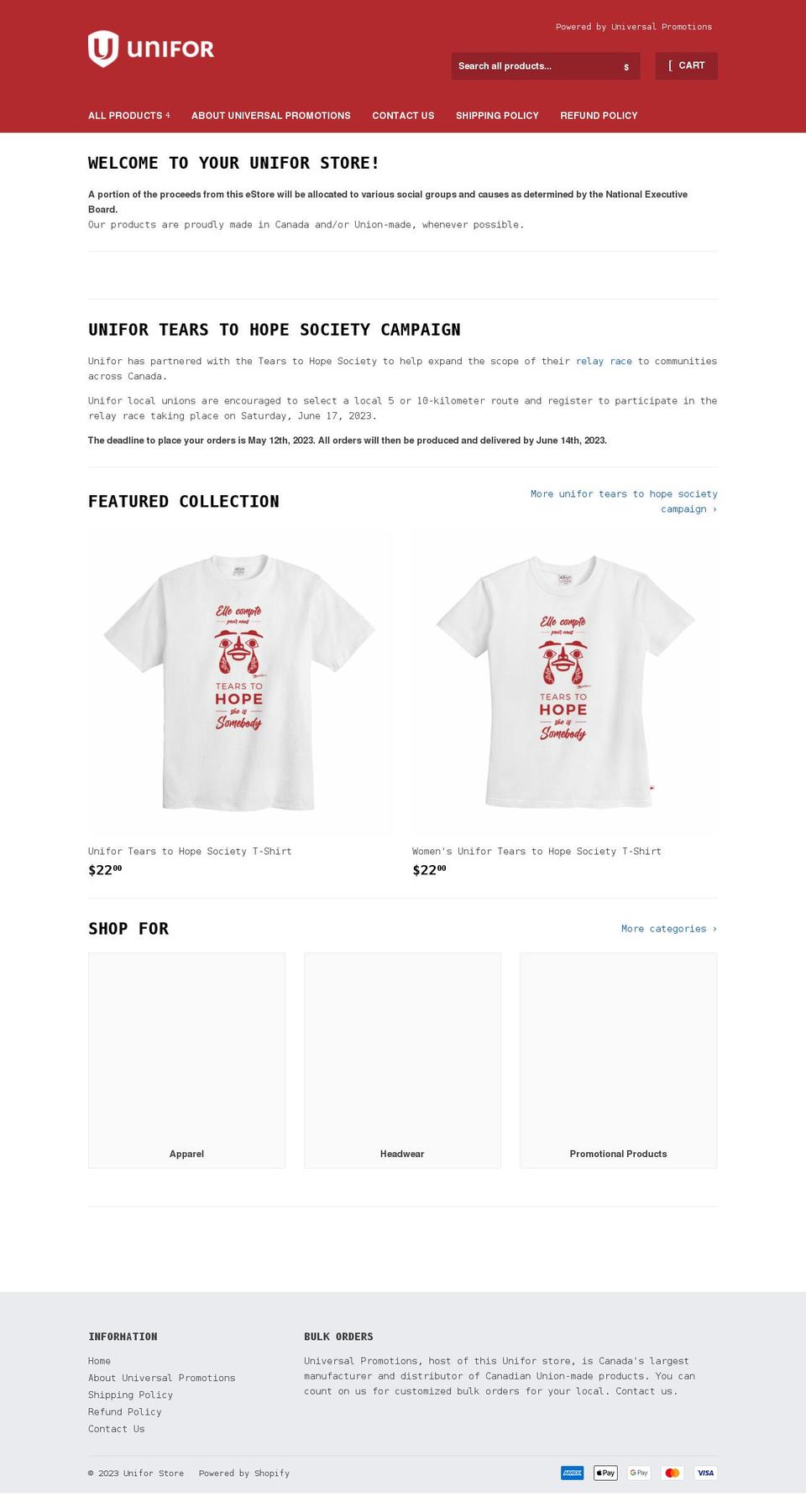 uniforstore.com shopify website screenshot