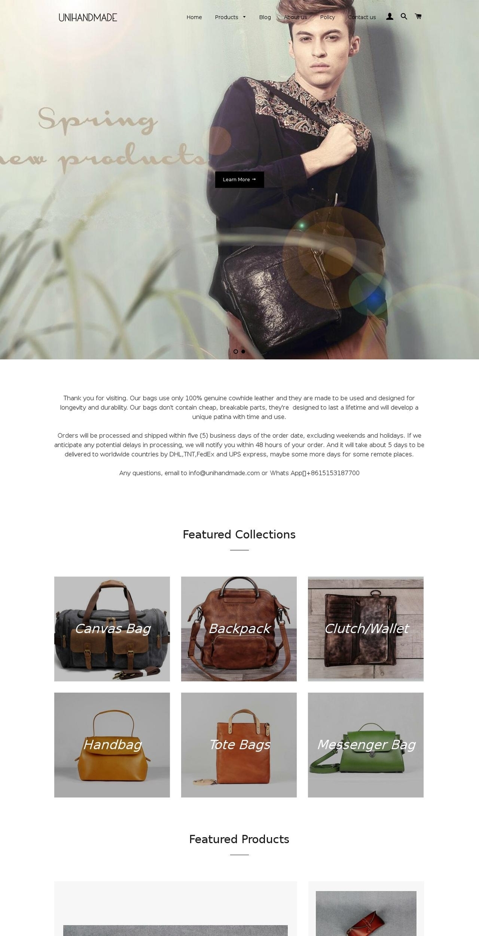 unihandmade.com shopify website screenshot