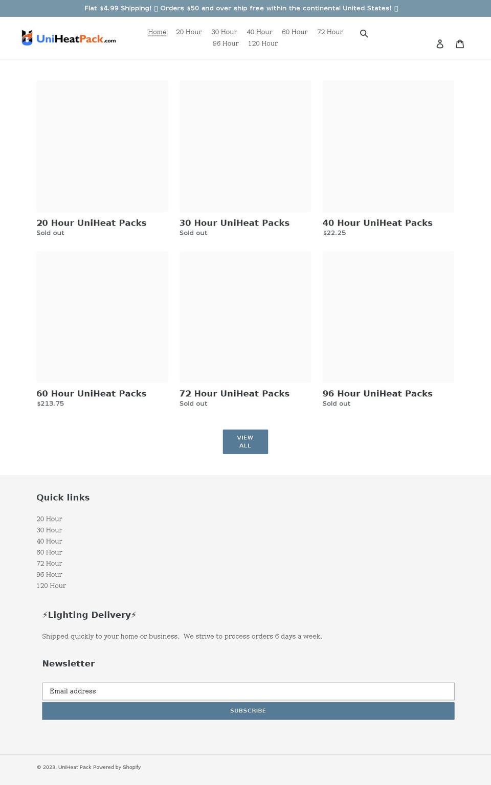 uniheatpack.com shopify website screenshot