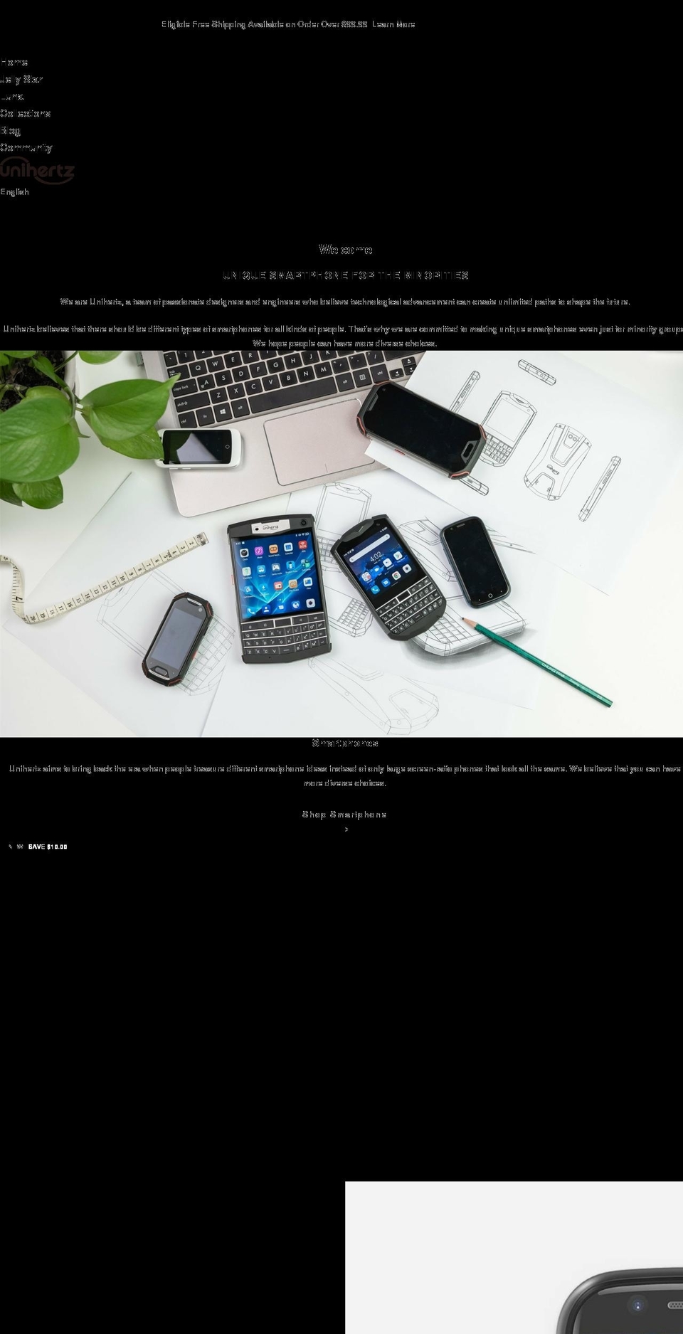 unihertz.com shopify website screenshot