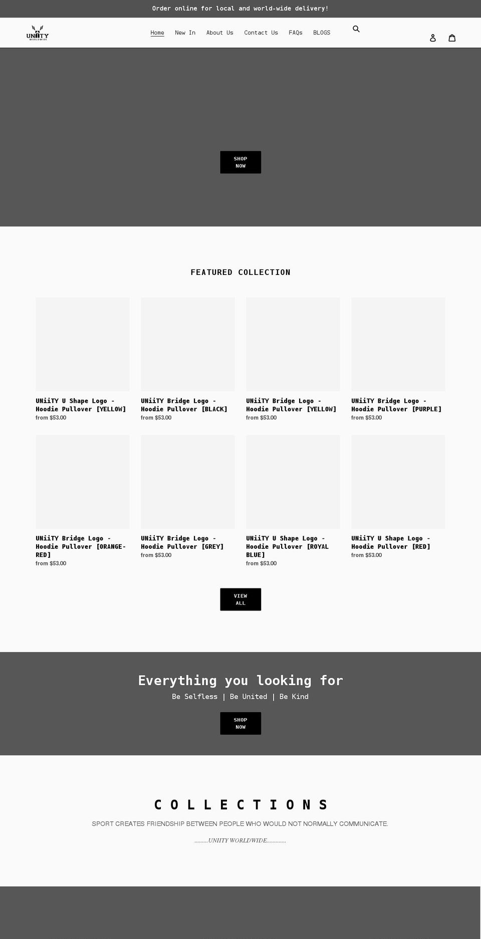 uniityworldwide.com shopify website screenshot