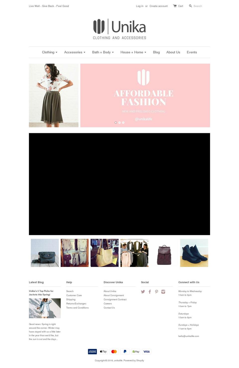 unikalife.ca shopify website screenshot