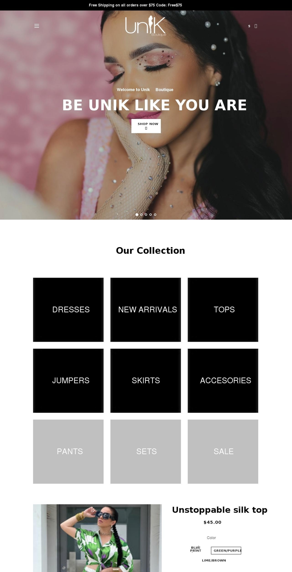 unikboutiquepr.com shopify website screenshot