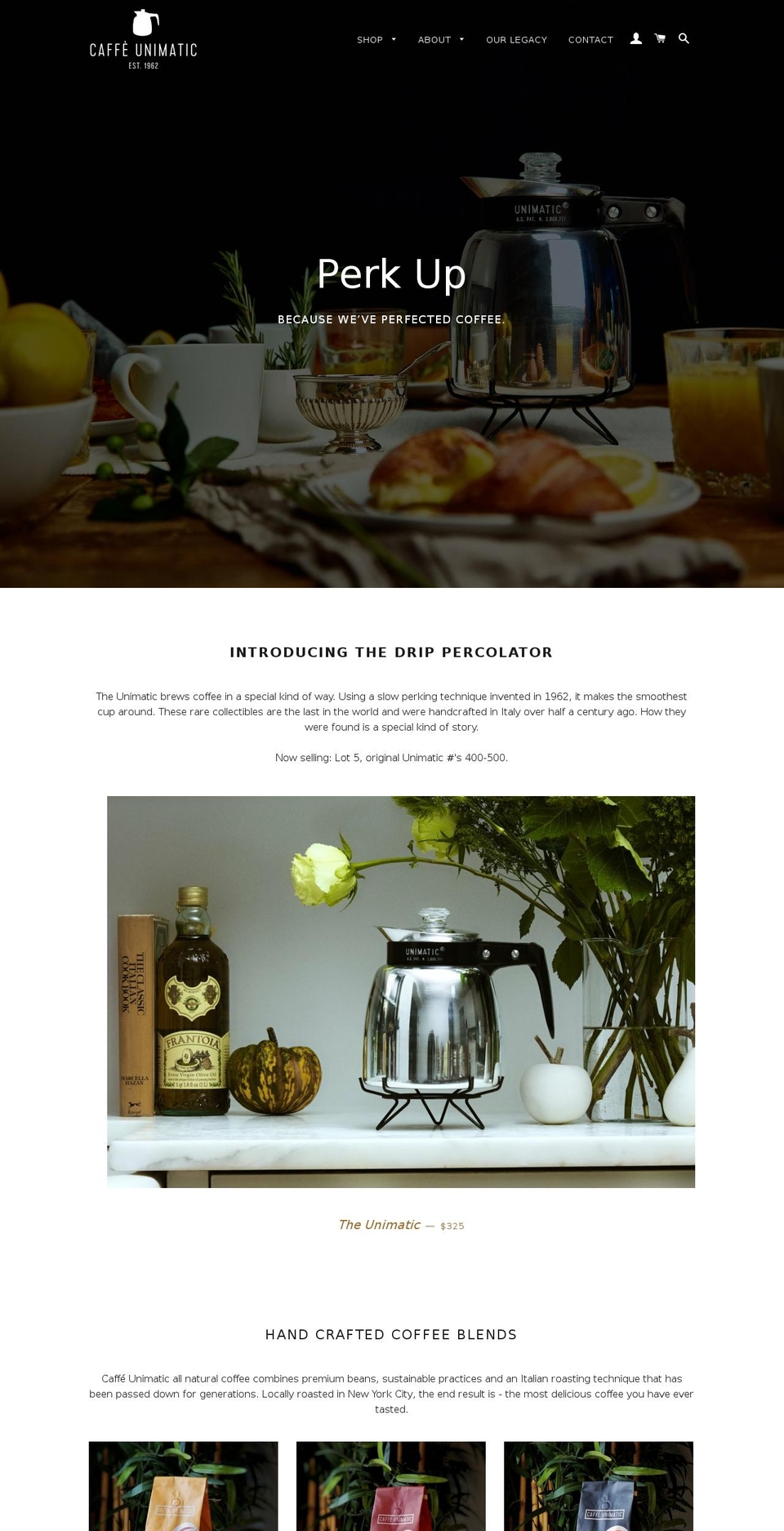 unimatic.coffee shopify website screenshot