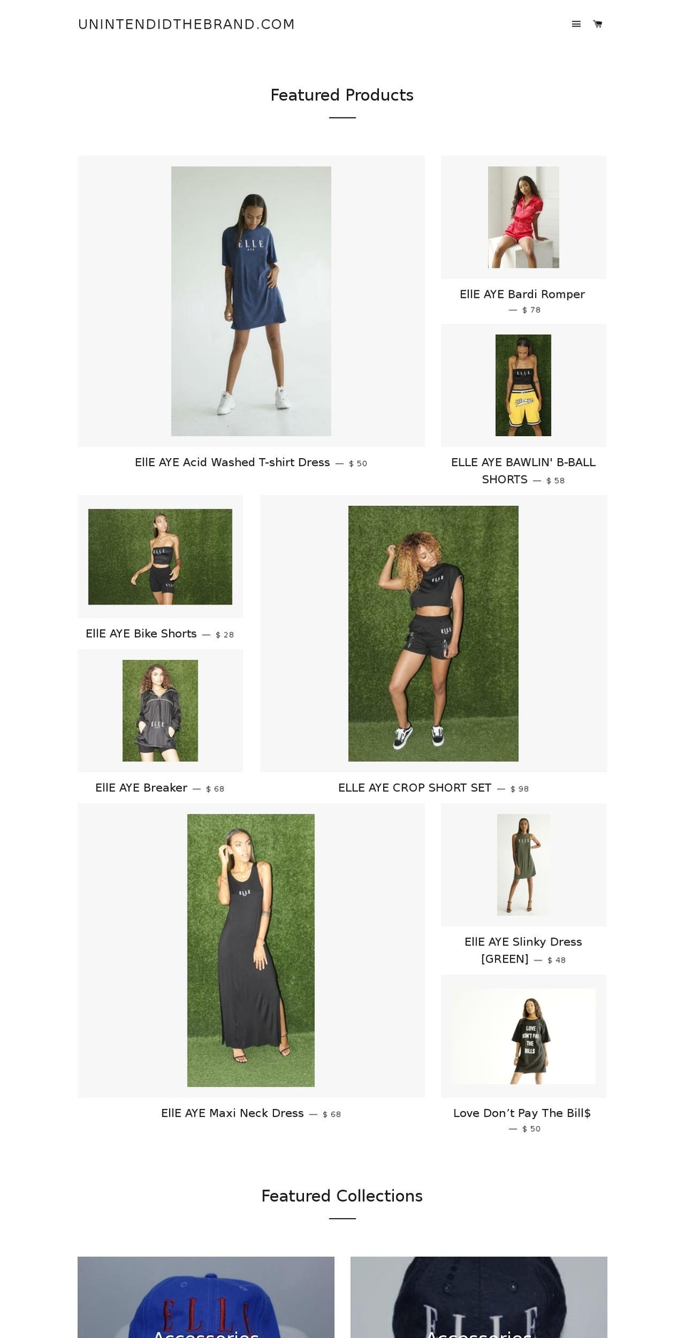 unintendidthebrand.com shopify website screenshot