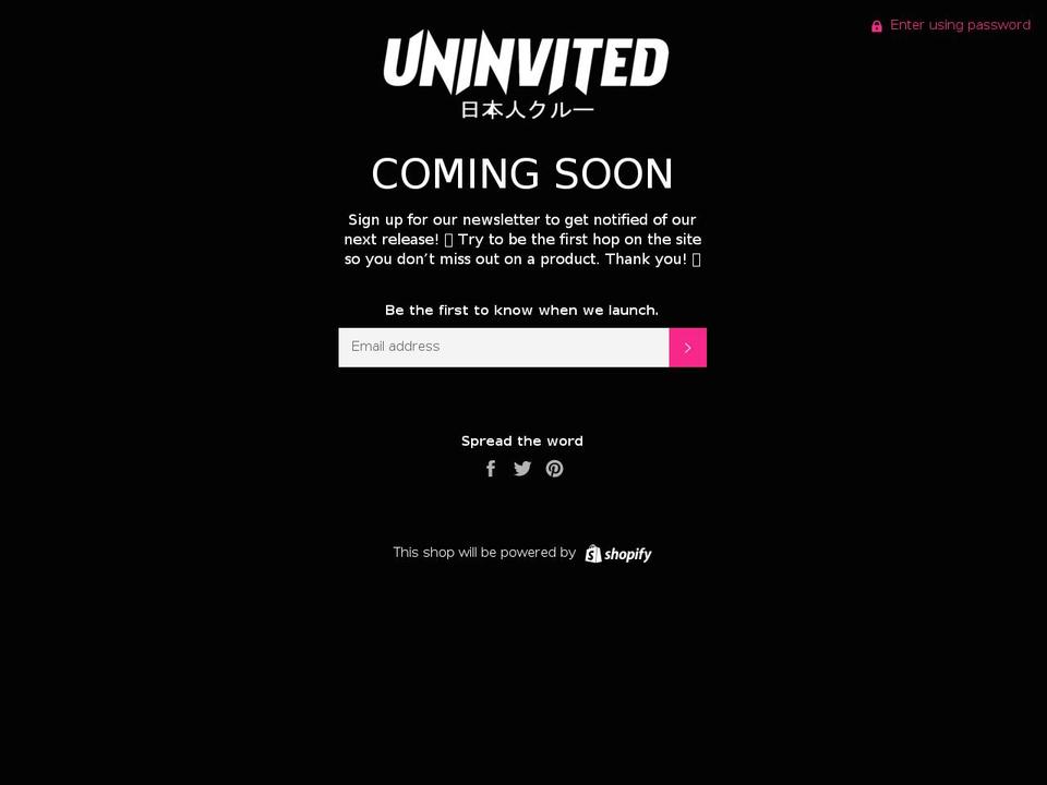 uninvitedcrew.com — Shopify storefront screenshot
