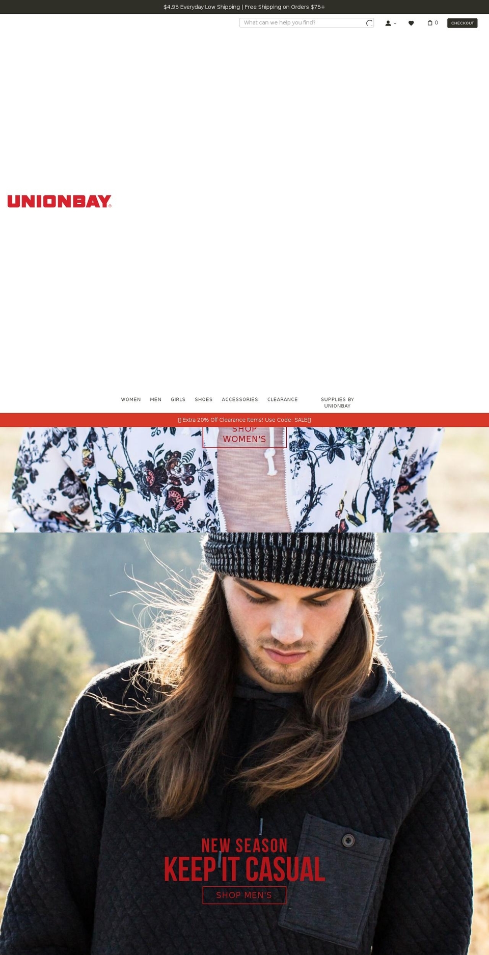 unionbay.com shopify website screenshot