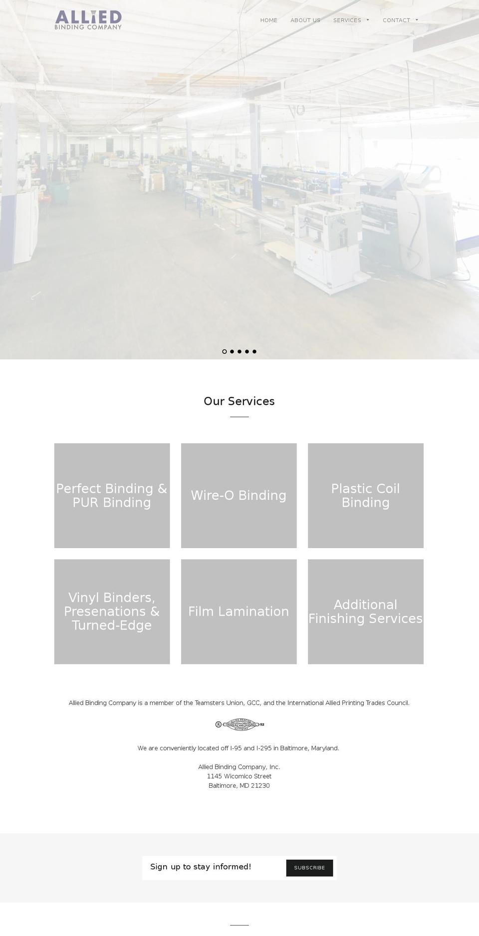 unionbinding.com shopify website screenshot