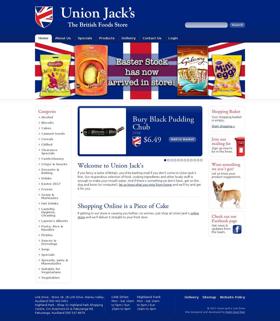 unionjacks.co.nz shopify website screenshot