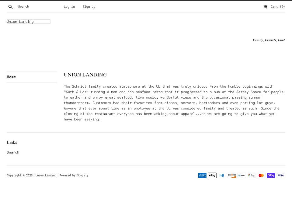unionlandingbrand.com shopify website screenshot