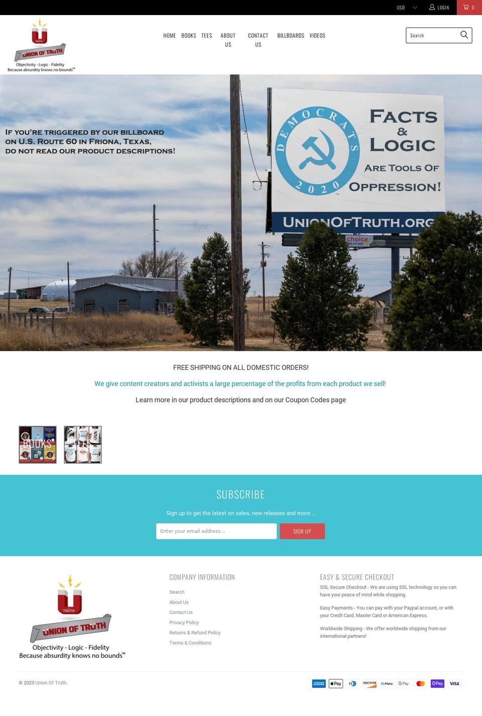 unionoftruth.org shopify website screenshot