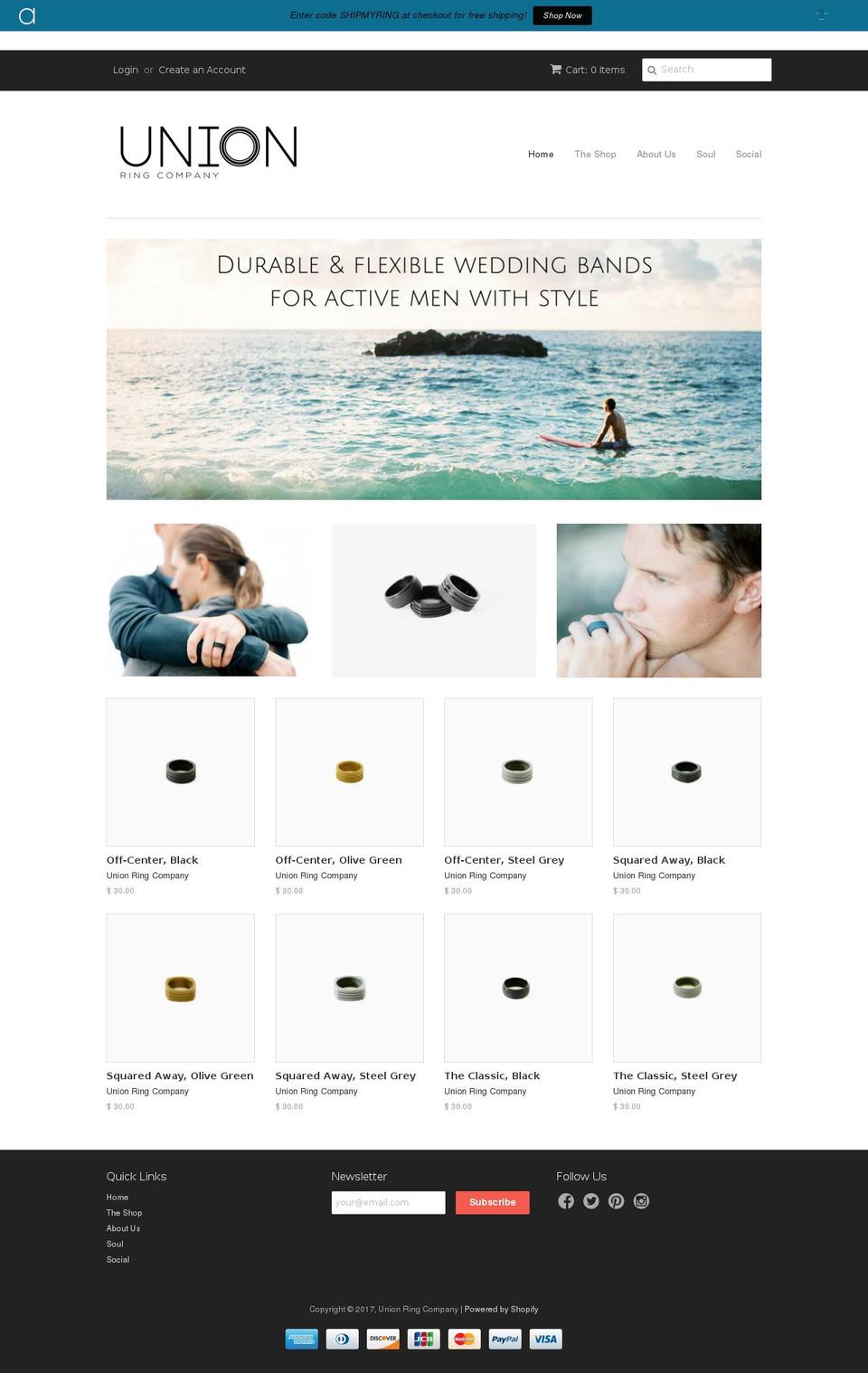 unionringcompany.com shopify website screenshot