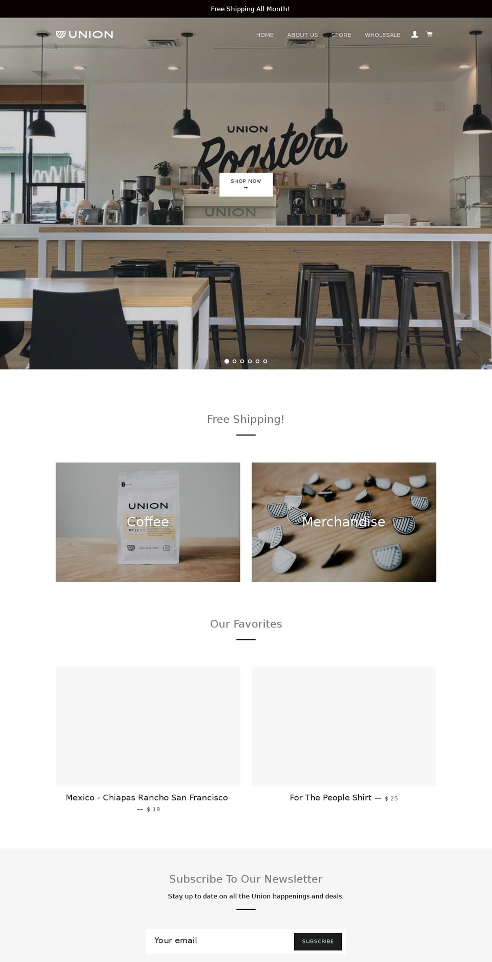 unionroasters.co shopify website screenshot