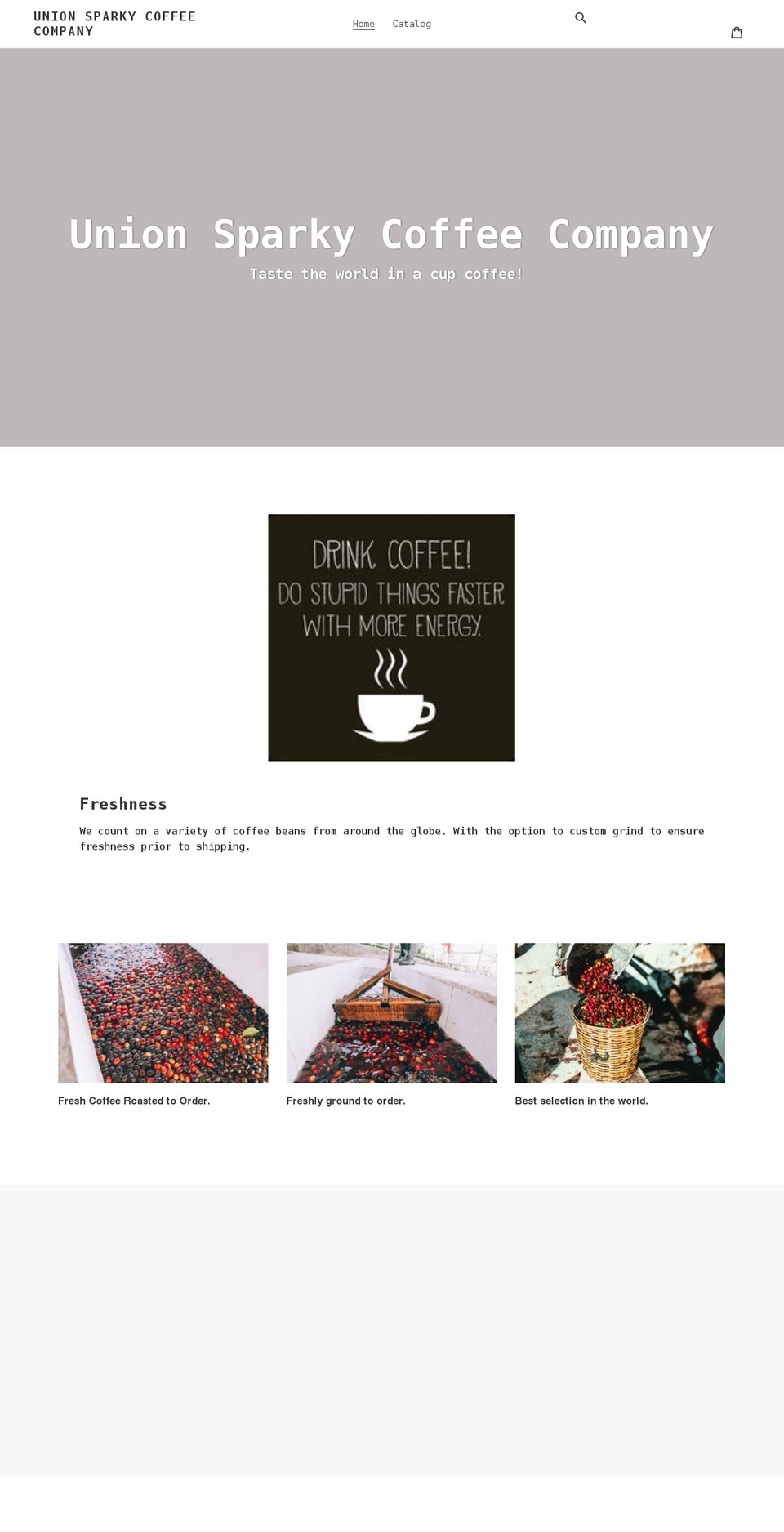 unionsparkycoffeecompany.com shopify website screenshot