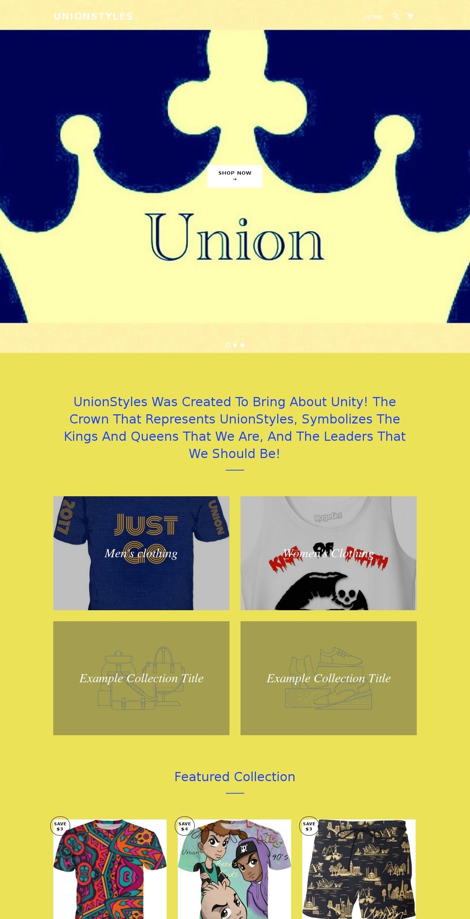 unionstyles.com shopify website screenshot