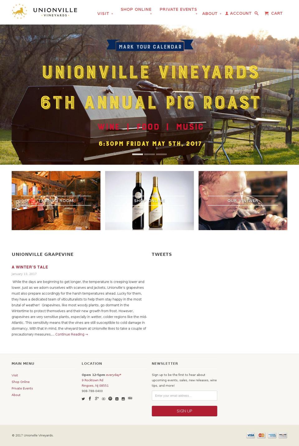 unionvillevineyards.com shopify website screenshot