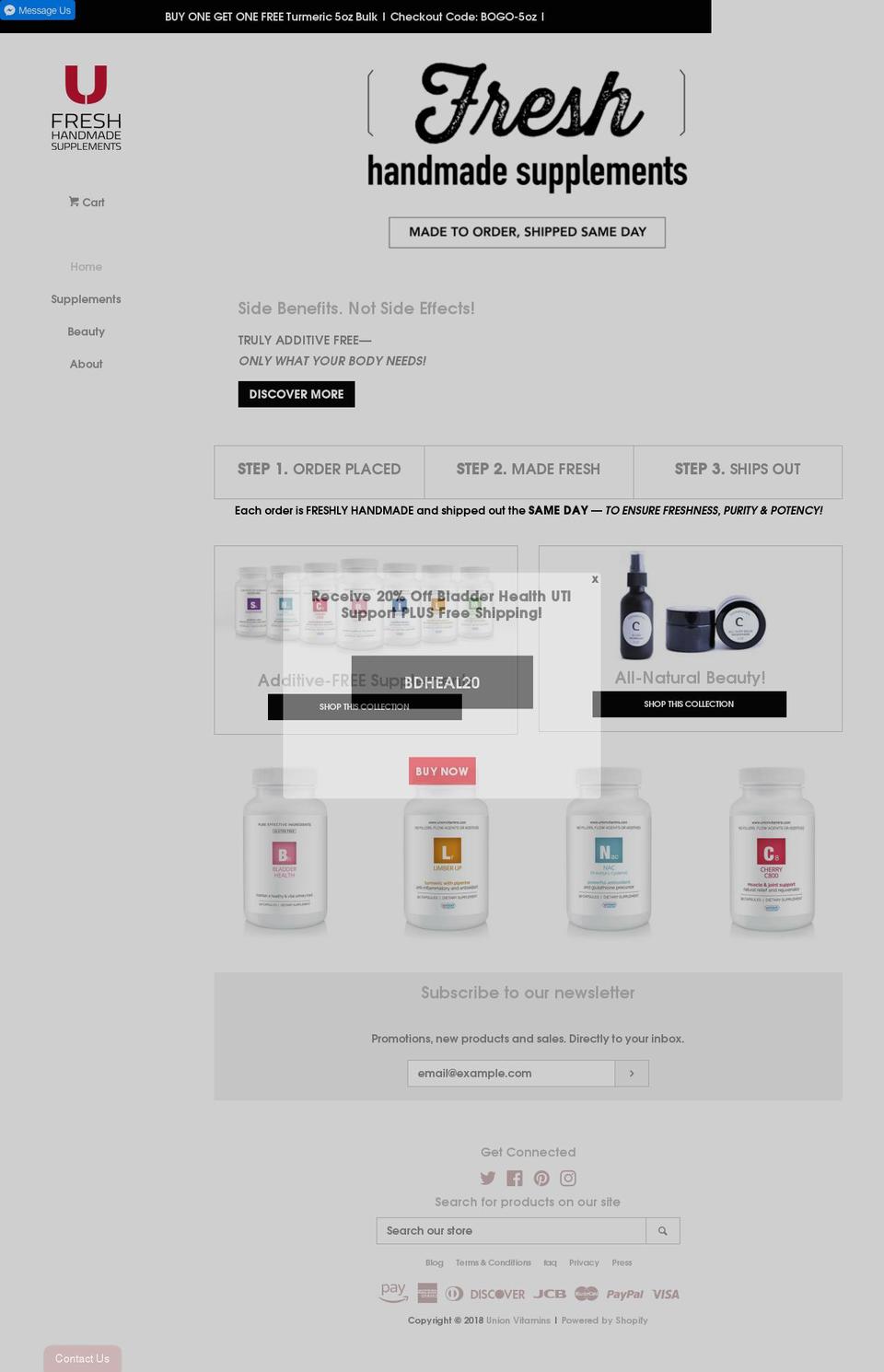 unionvitamins.com — Shopify storefront screenshot