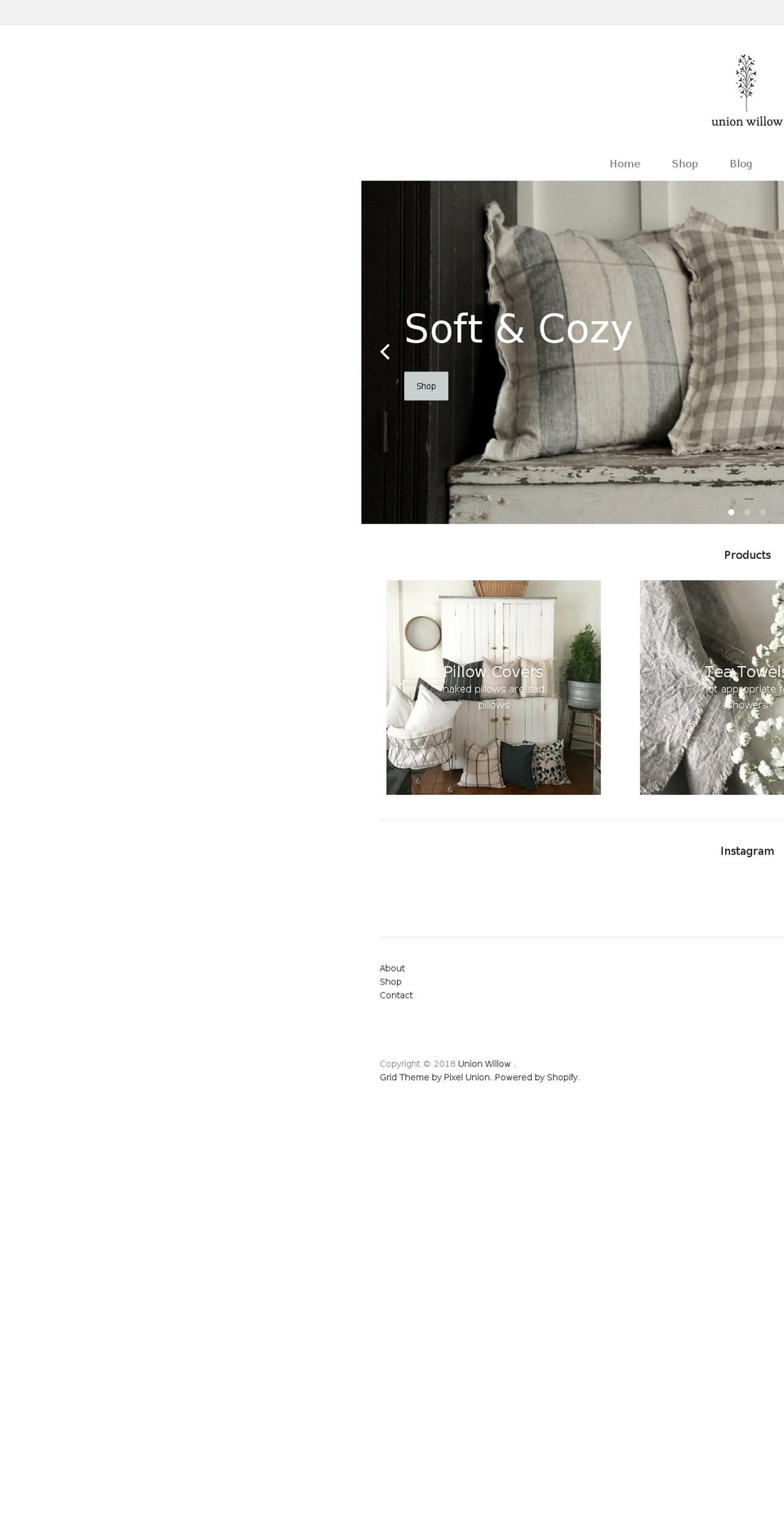unionwillow.com shopify website screenshot