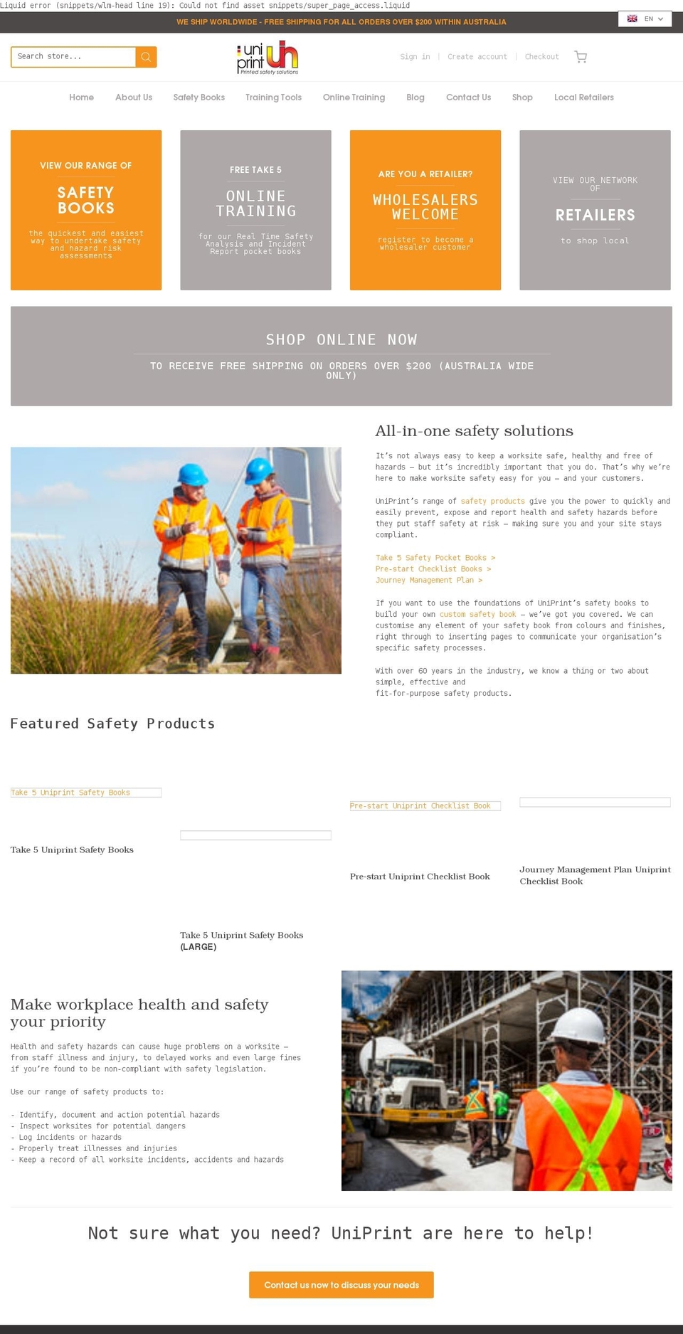 uniprint.com.au shopify website screenshot