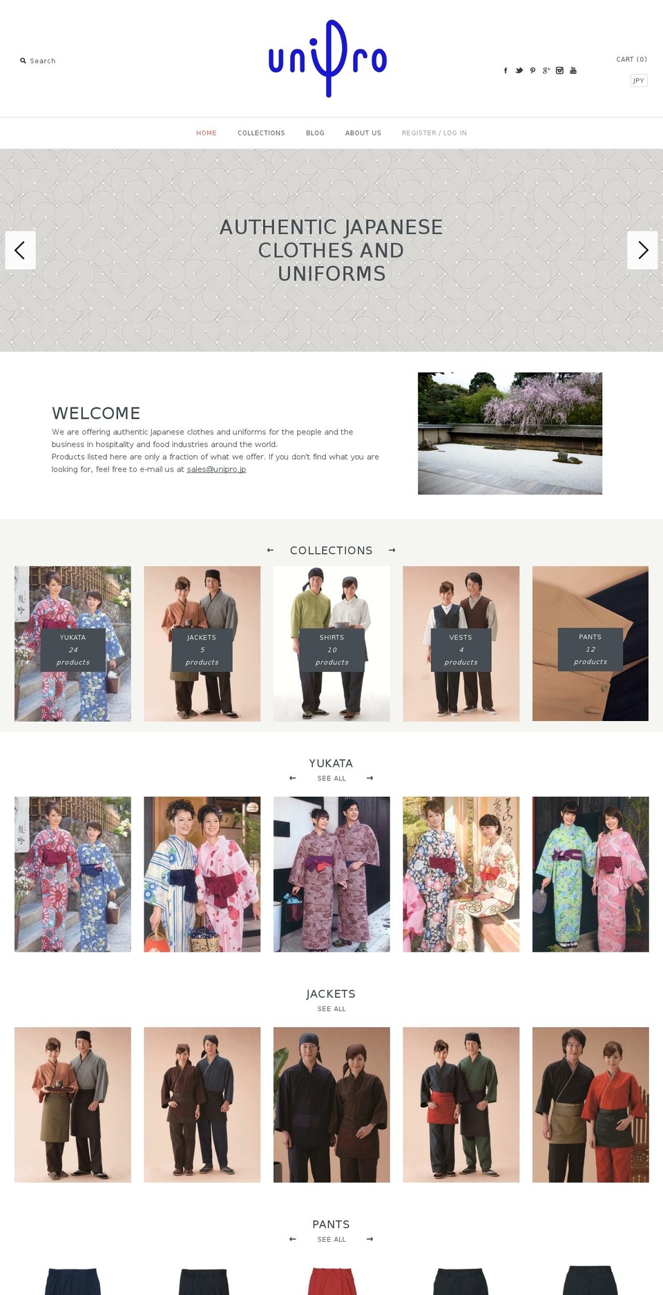 unipro.jp shopify website screenshot
