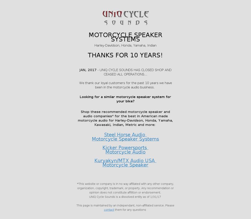 uniqcyclesounds.com shopify website screenshot
