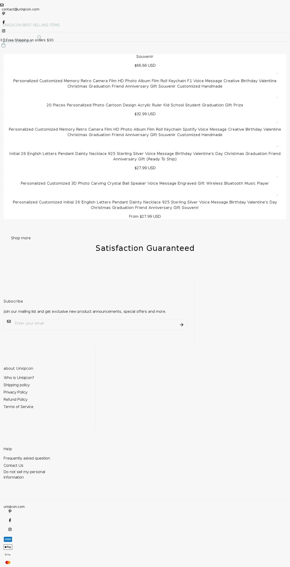uniqicon.com shopify website screenshot