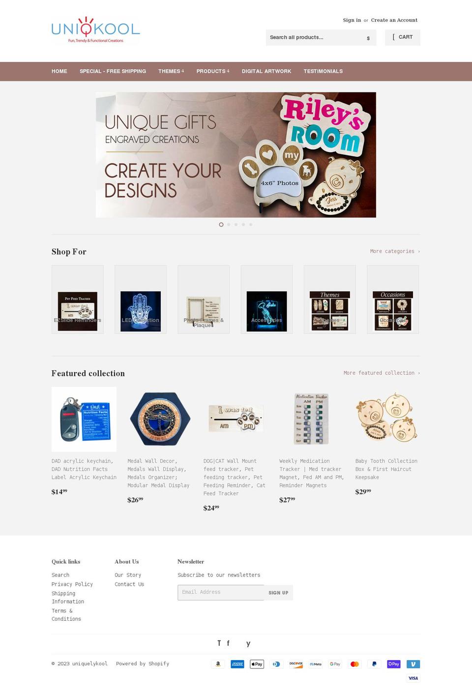 uniqkool.com shopify website screenshot