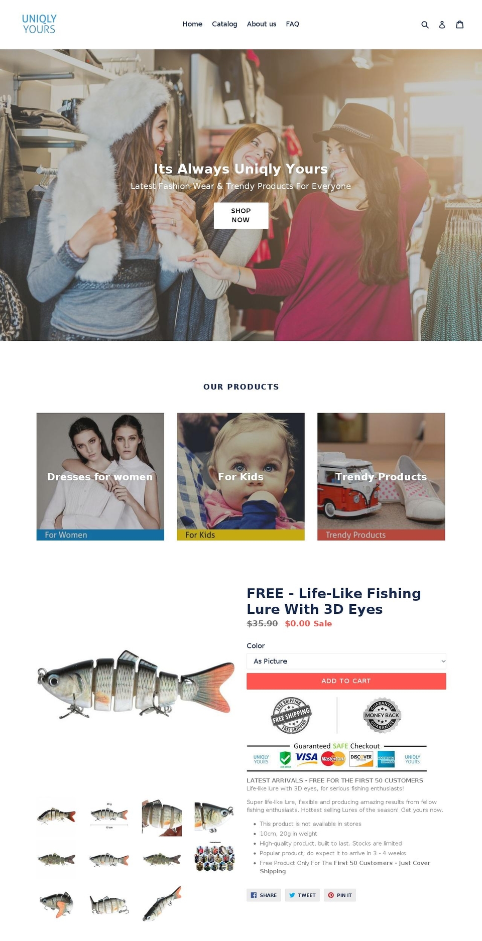 uniqlyyours.com — Shopify storefront screenshot