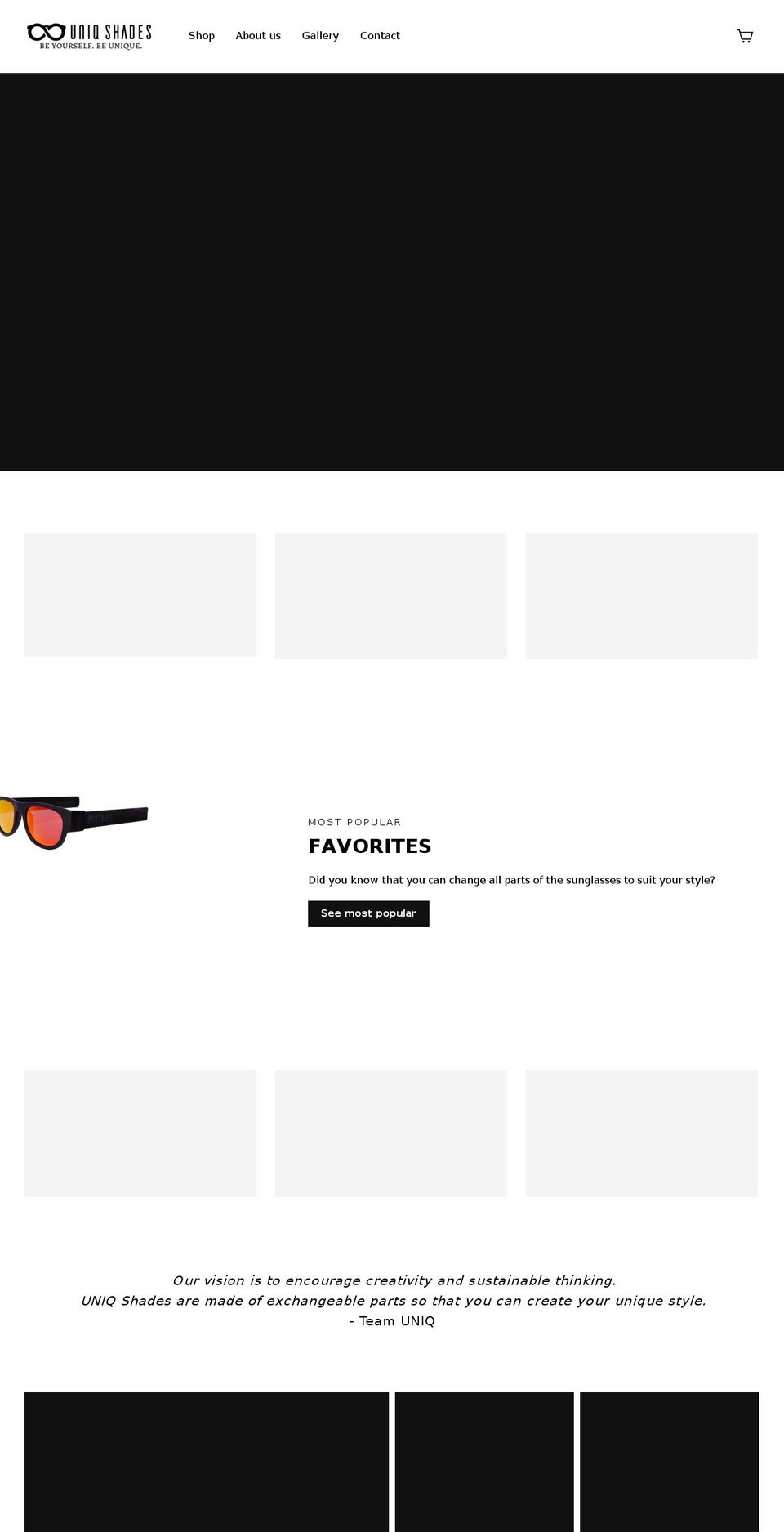 uniqshades.com shopify website screenshot