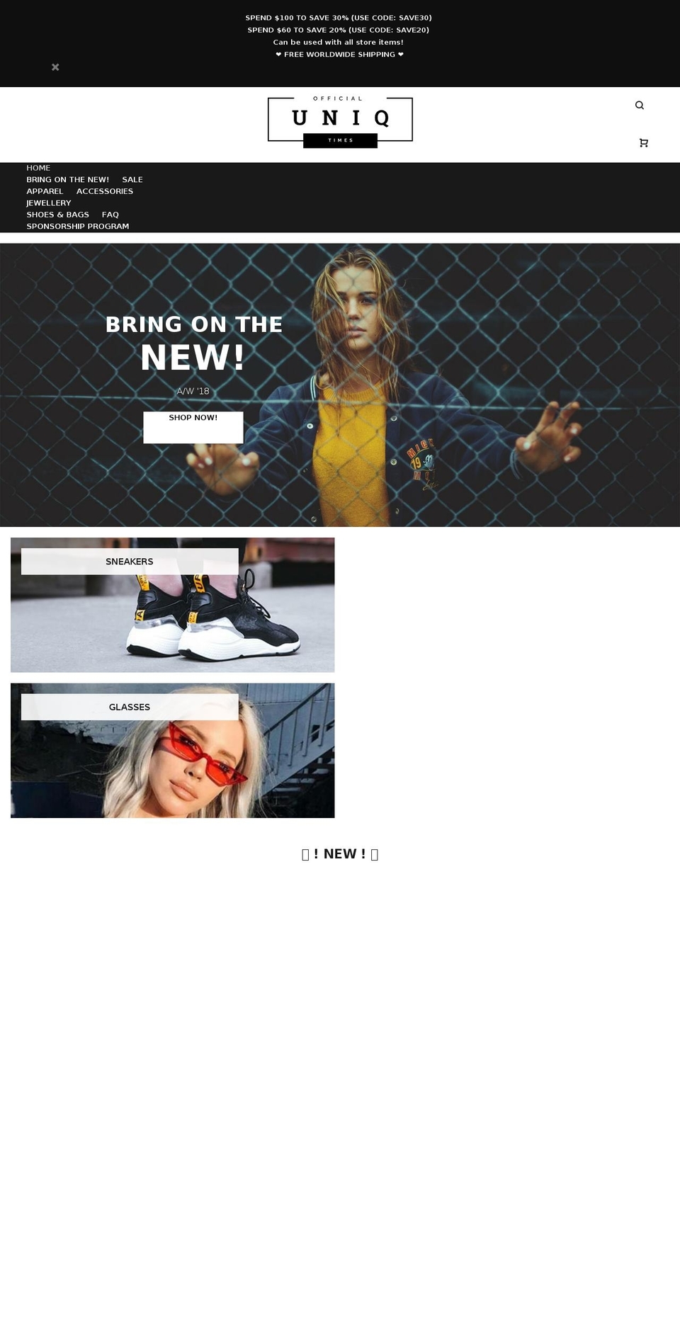 uniqtimes.com shopify website screenshot