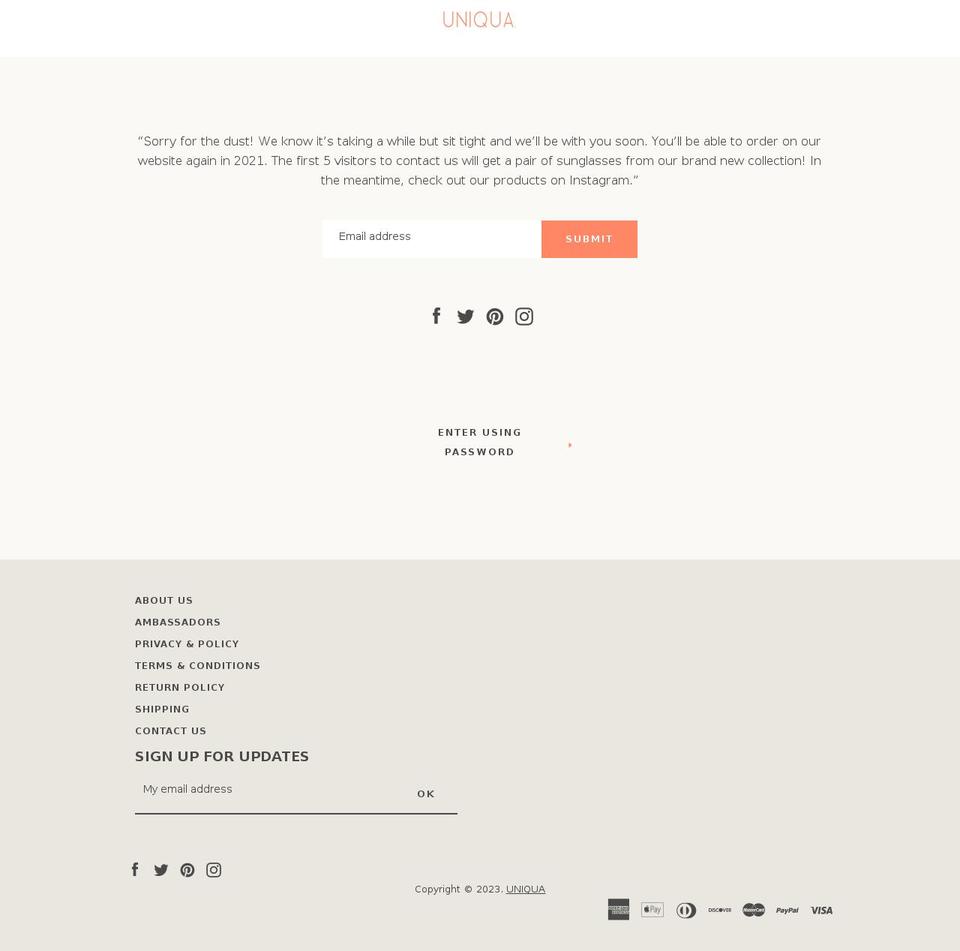 uniquastore.com — Shopify storefront screenshot
