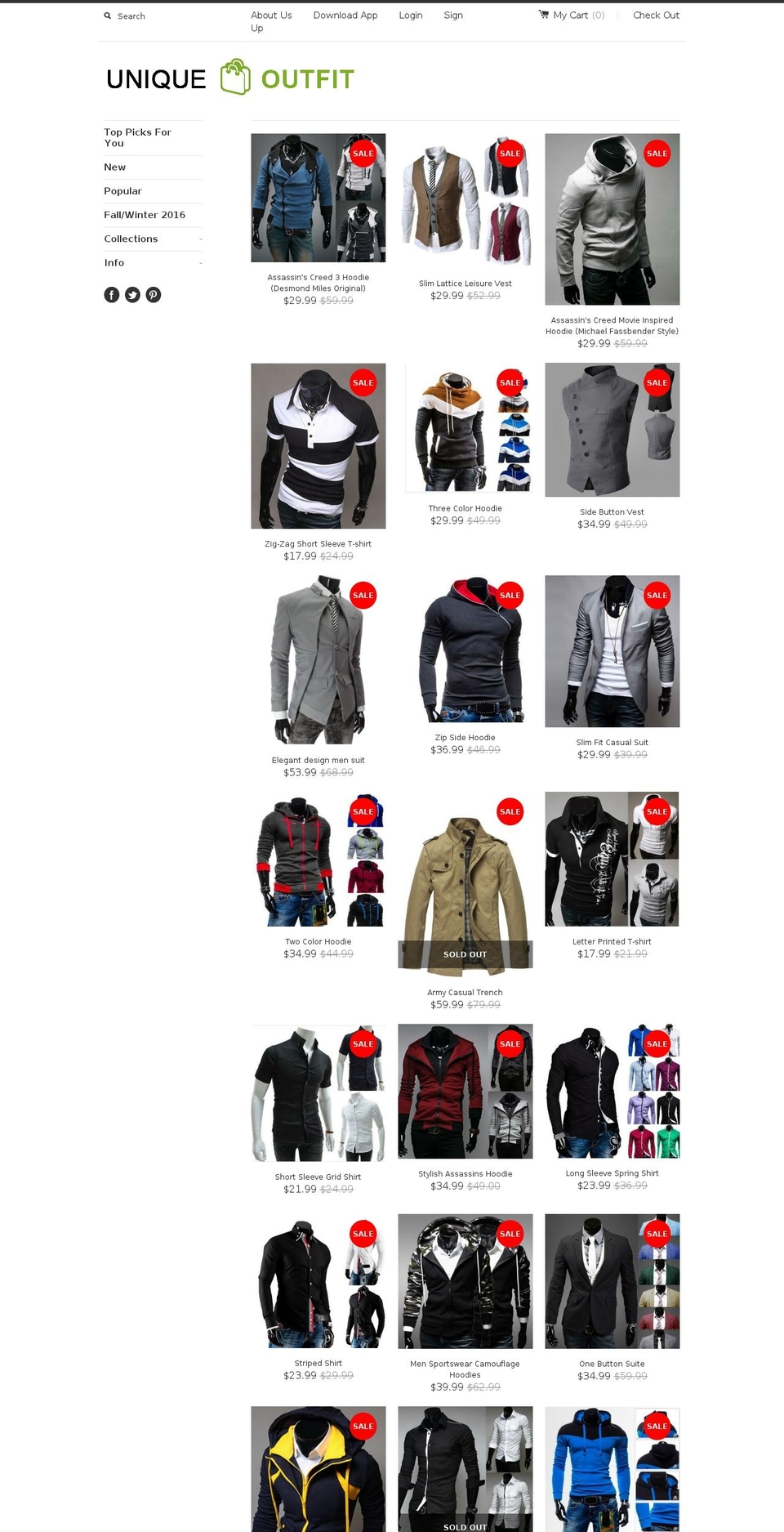 unique-outfit.com shopify website screenshot